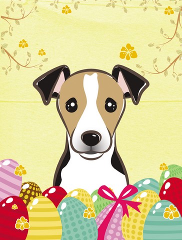 Jack Russell Terrier Easter Egg Hunt Canvas House Flag