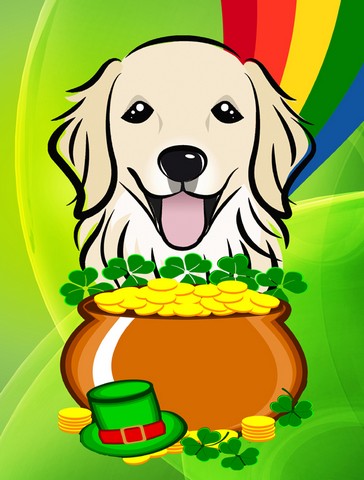 BB1949CHF Golden Retriever St. Patricks Day Canvas House Flag