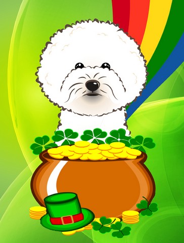Bichon Frise St. Patricks Day Canvas House Flag