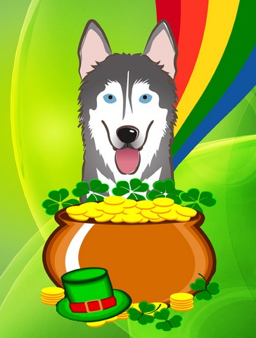 Alaskan Malamute St. Patricks Day Canvas House Flag