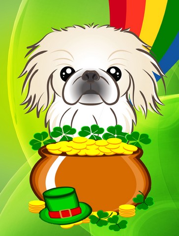 BB1965CHF Pekingese St. Patricks Day Canvas House Flag