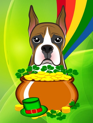 Boxer St. Patrick's Day Canvas House Flag