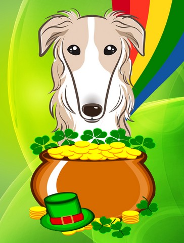 Borzoi St. Patricks Day Canvas House Flag