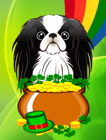 Japanese Chin St. Patricks Day Canvas House Flag