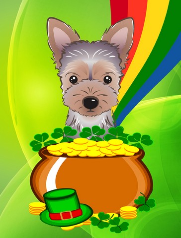 BB1976CHF Yorkie Puppy St. Patricks Day Canvas House Flag