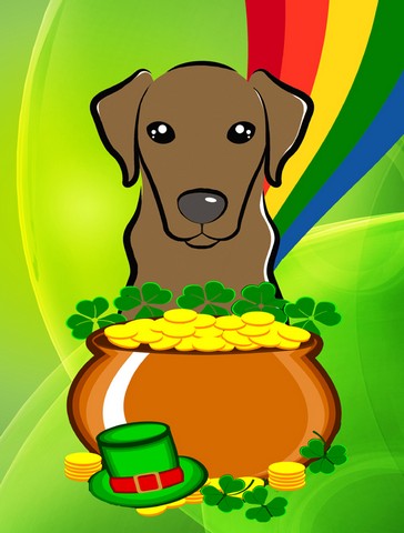 Chocolate Labrador St. Patricks Day Canvas House Flag