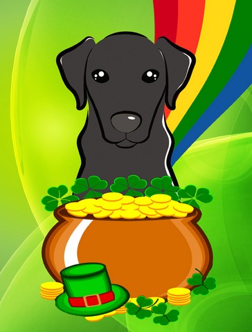 Black Labrador St. Patricks Day Canvas House Flag