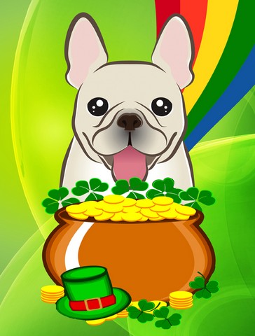 French Bulldog St. Patricks Day Canvas House Flag