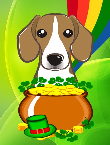 Beagle St. Patricks Day Canvas House Flag