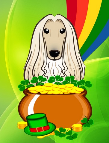 Afghan Hound St. Patrick's Day Canvas House Flag