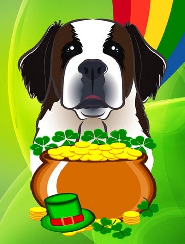 BB1990CHF Saint Bernard St. Patricks Day Canvas House Flag