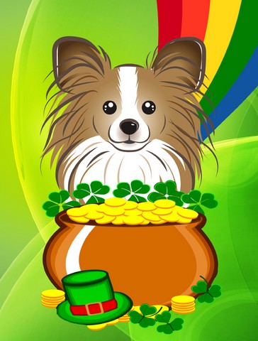 Papillon St. Patricks Day Canvas House Flag