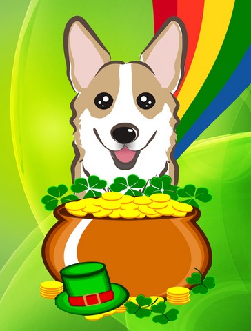Sable Corgi St. Patricks Day Canvas House Flag