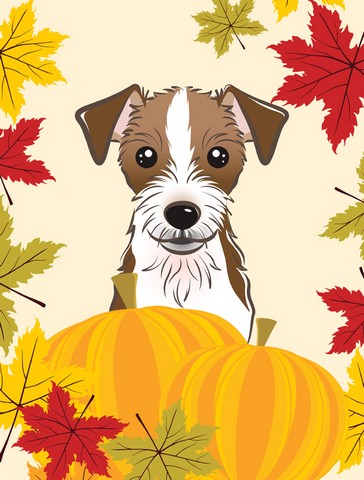 Jack Russell Terrier Thanksgiving Canvas House Flag
