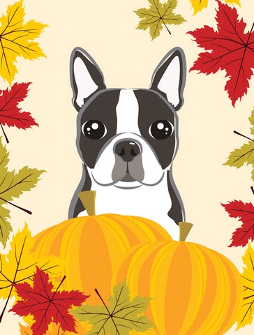 Boston Terrier Thanksgiving Canvas House Flag