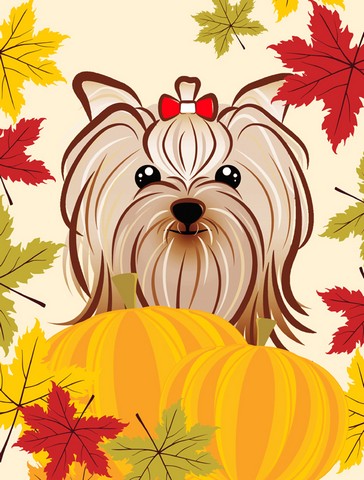 Yorkie Yorkshire Terrier Thanksgiving Canvas House Flag