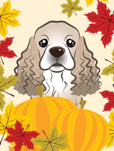 Cocker Spaniel Thanksgiving Canvas House Flag