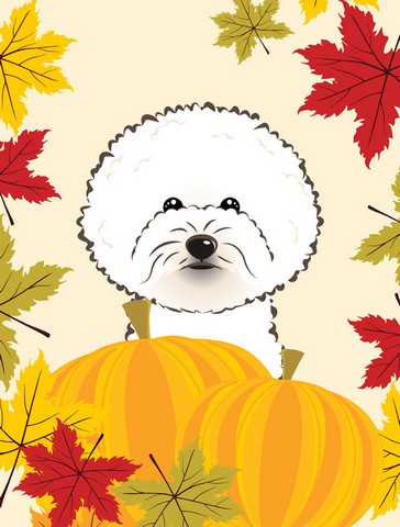 BB2023CHF Bichon Frise Thanksgiving Canvas House Flag