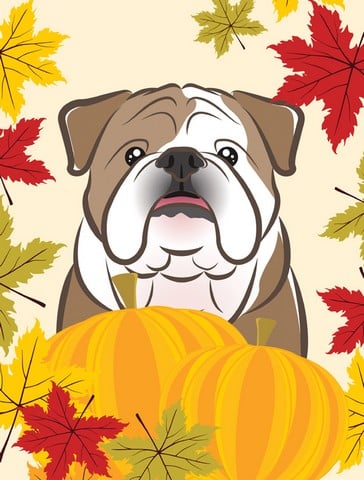 English Bulldog Thanksgiving Canvas House Flag