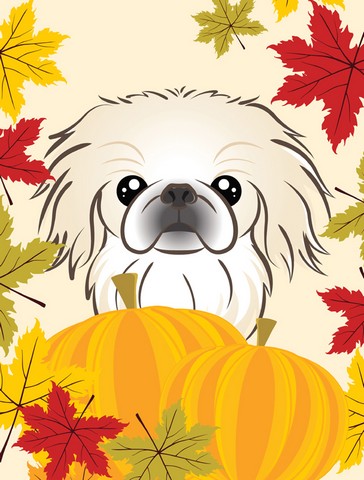 Pekingese Thanksgiving Canvas House Flag