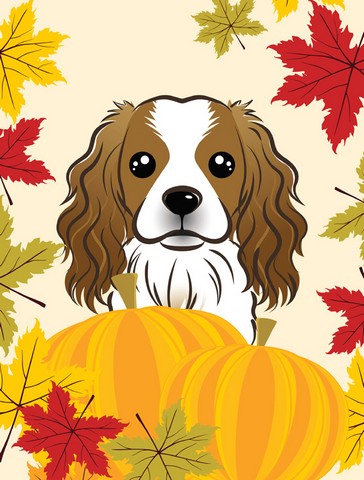 Cavalier Spaniel Thanksgiving Canvas House Flag