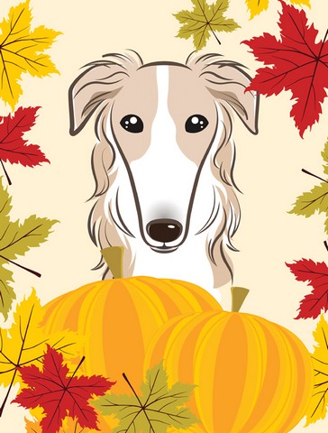Borzoi Thanksgiving Canvas House Flag