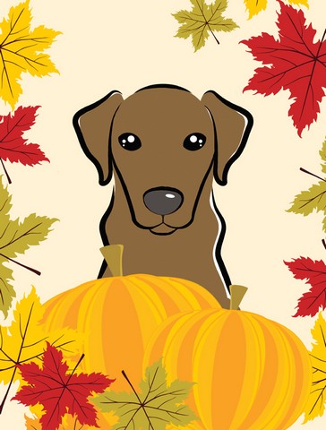 Chocolate Labrador Thanksgiving Canvas House Flag