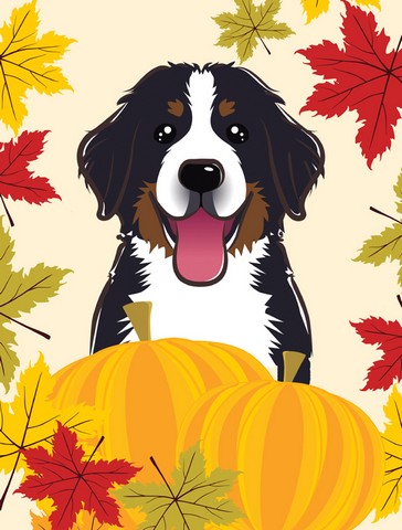 Bernese Mountain Dog Thanksgiving Canvas House Flag