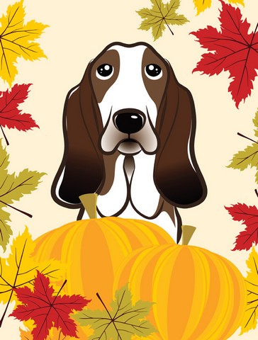 Basset Hound Thanksgiving Canvas House Flag