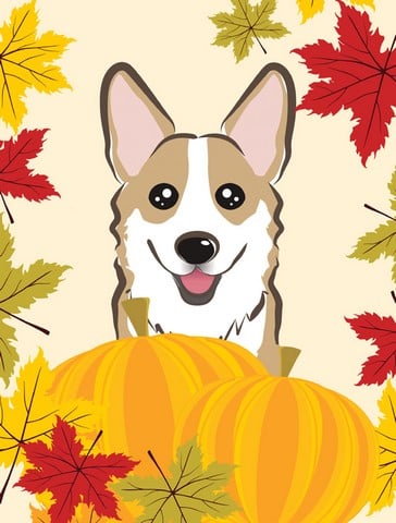 Sable Corgi Thanksgiving Canvas House Flag