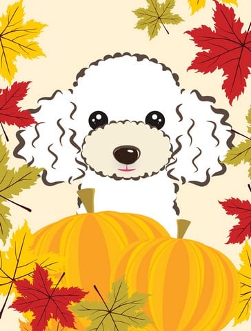 White Poodle Thanksgiving Canvas House Flag