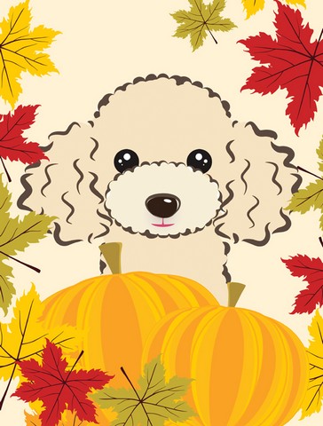 Buff Poodle Thanksgiving Canvas House Flag