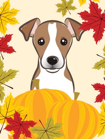 Jack Russell Terrier Thanksgiving Canvas House Flag