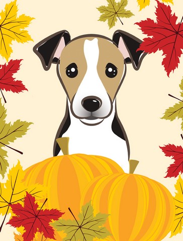 Jack Russell Terrier Thanksgiving Canvas House Flag