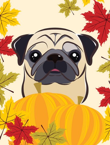 Fawn Pug Thanksgiving Canvas House Flag