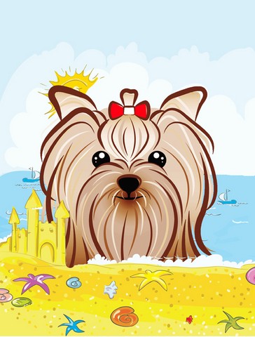 Yorkie Yorkshire Terrier Summer Beach Canvas House Flag