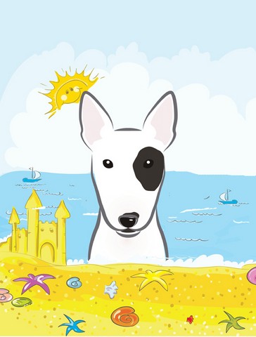 Bull Terrier Summer Beach Canvas House Flag