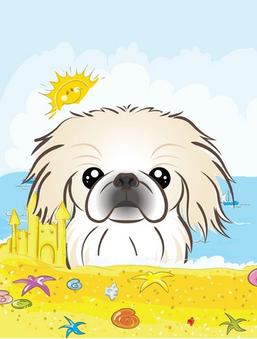 Pekingese Summer Beach Canvas House Flag
