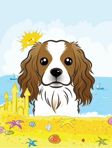 Cavalier Spaniel Summer Beach Canvas House Flag
