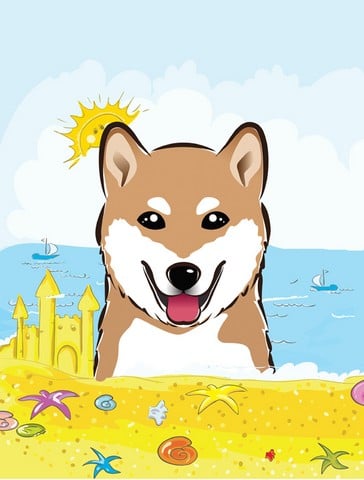 Shiba Inu Summer Beach Canvas House Flag