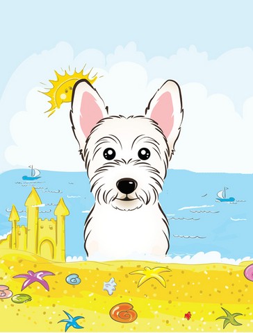 Westie Summer Beach Canvas House Flag
