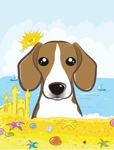 BB2107CHF Beagle Summer Beach Canvas House Flag