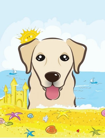 Golden Retriever Summer Beach Canvas House Flag