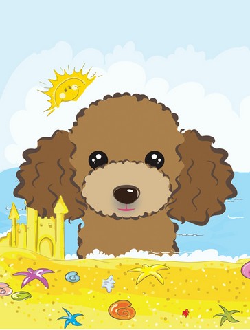 Chocolate Brown Poodle Summer Beach Canvas House Flag
