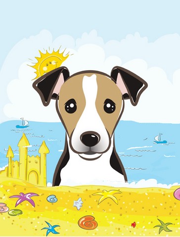 Jack Russell Terrier Summer Beach Canvas House Flag