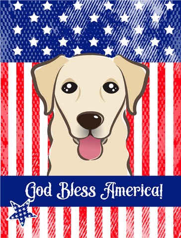 God Bless American Flag with Golden Retriever Canvas House Flag