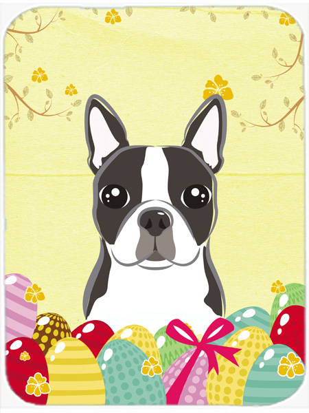 Picture of Carolines Treasures BB1885LCB Boston Terrier Easter Egg Hunt Glass Cutting Board- Large