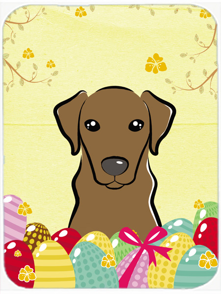 Picture of Carolines Treasures BB1916LCB Chocolate Labrador Easter Egg Hunt Glass Cutting Board- Large