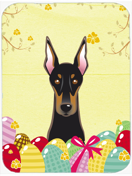 Doberman Easter Egg Hunt Glass Cutting Board- - Large