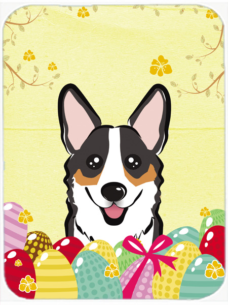 Tricolor Corgi Easter Egg Hunt Glass Cutting Board- Large